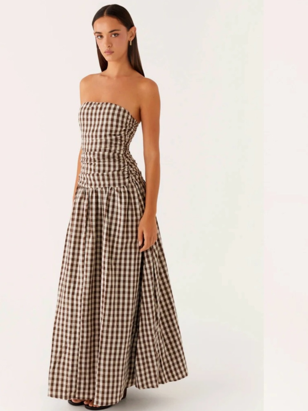 Peppermayo Brown & White Gingham Dress